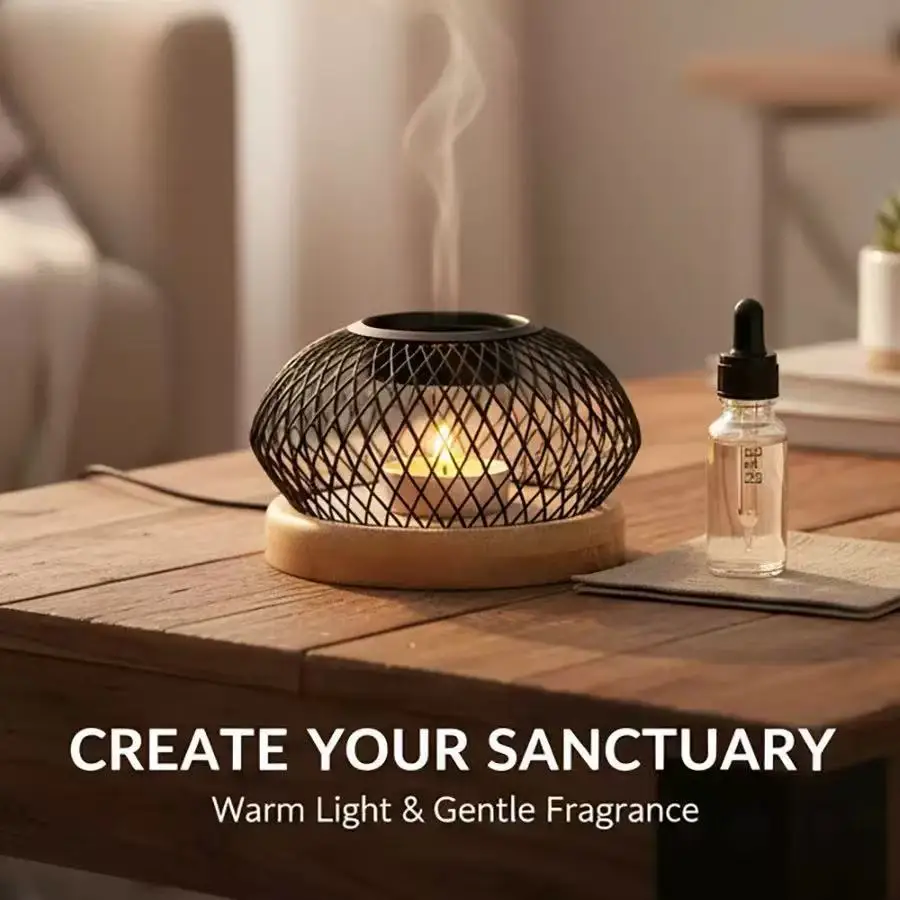 Nordic Essence Stove Antique iron incense Burner Candlestick Essential oil Stove Essence Stove Household Essential oil Lamp Deco