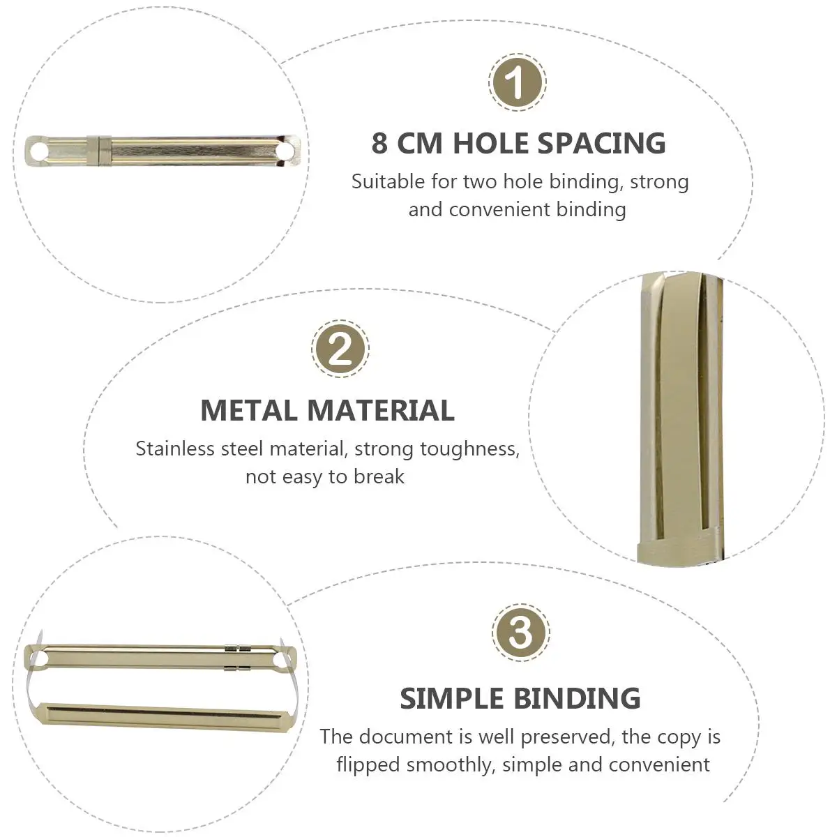 100 Pcs Metal Binding Clip Practical Clips Paper Bookbinding Stationery Supplies