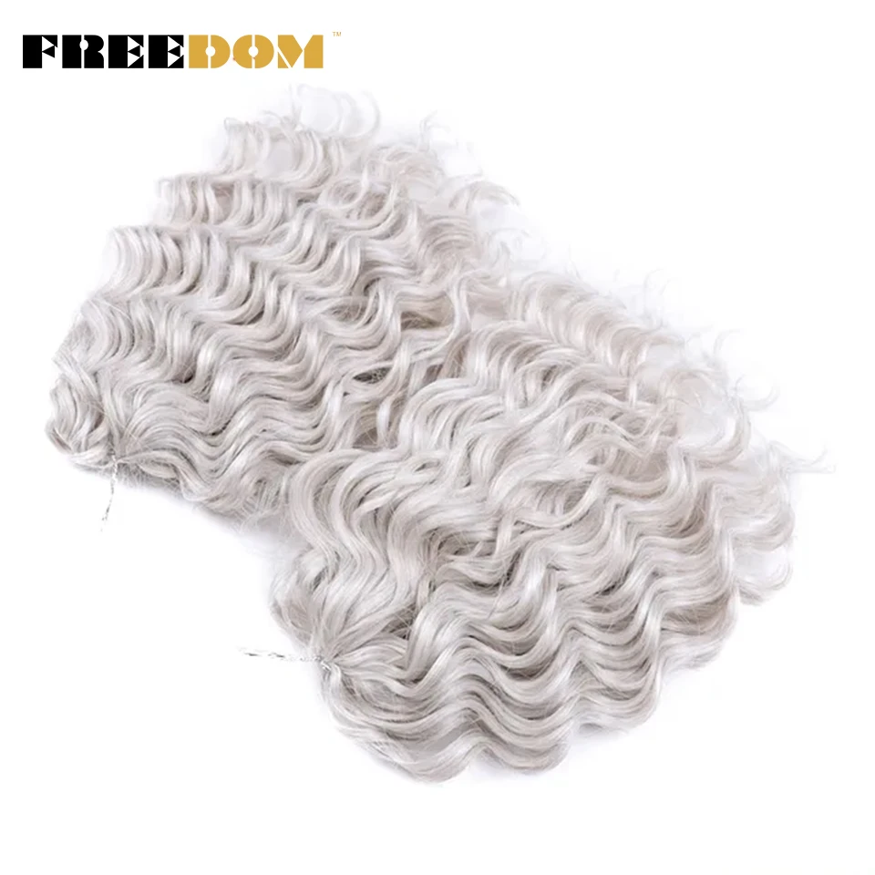 FREEDOM Synthetic Deep Wave Twist Crochet Braids Hair 10inches Ombre Afro Curly Braiding Hair Extensions High Temperature Fiber