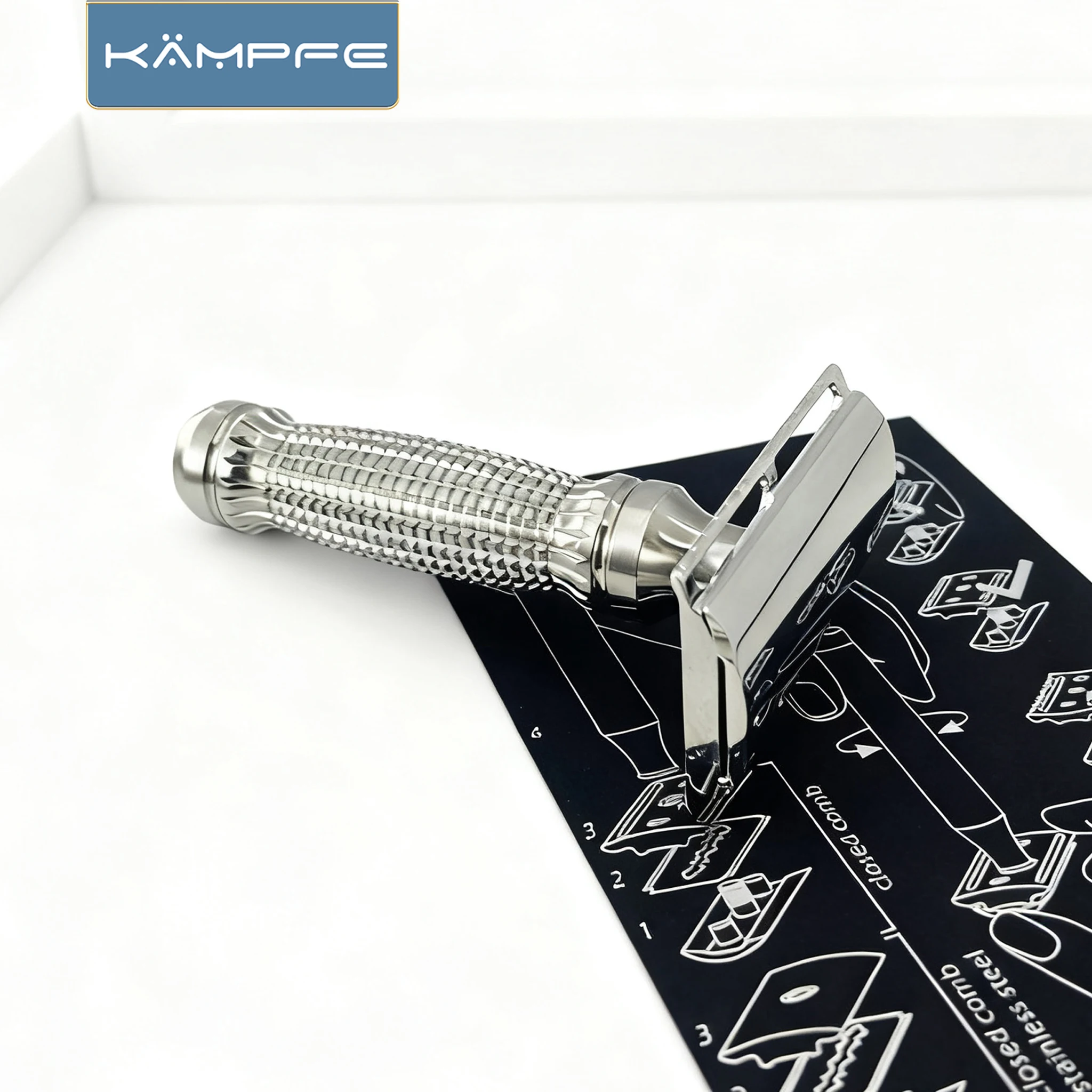 ماكينة حلاقة يدوية كلاسيكية للرجال من Kampfe بحافة مزدوجة من الفولاذ المقاوم للصدأ/التيتانيوم للسفر هدية للرجال بمقبض #2