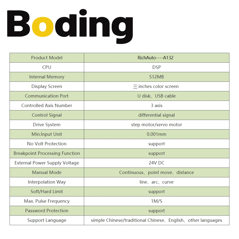 BODING RichAuto CNC Controller DSP A132 3Axis for Turning & Carving Lathe Motion Control System