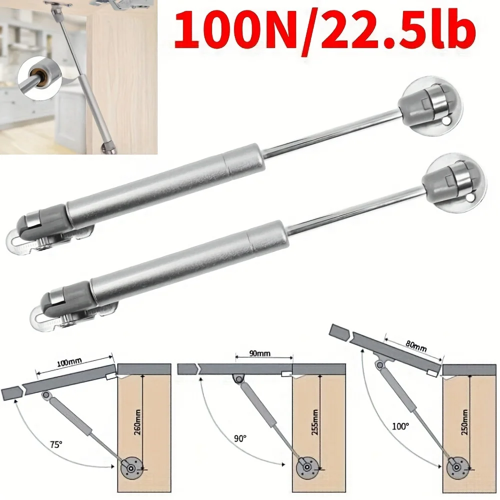 2 個クラシックスタイル金属ドアマウント油圧ソフトオープンガススプリング蓋サポートヒンジ 100N/10.21 キロガスストラットショックアブソーバー