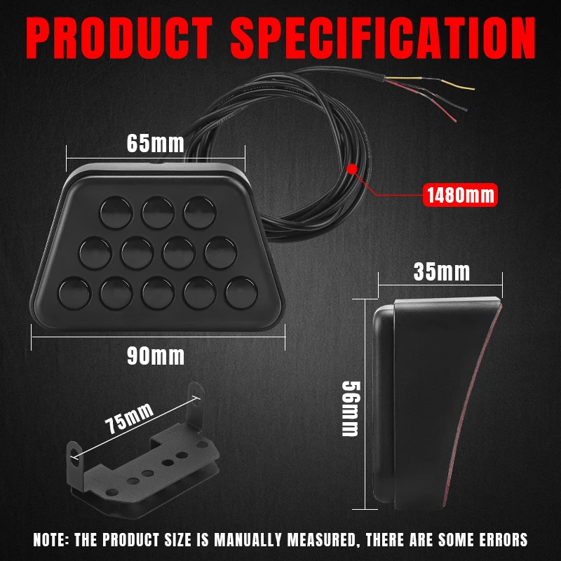 F1 Style LED Pilot Safety Light Tail Brake Light Warning Reverse Stop Light Tailights For Car Truck Trailer SUV ATV 4WD UTV 12V