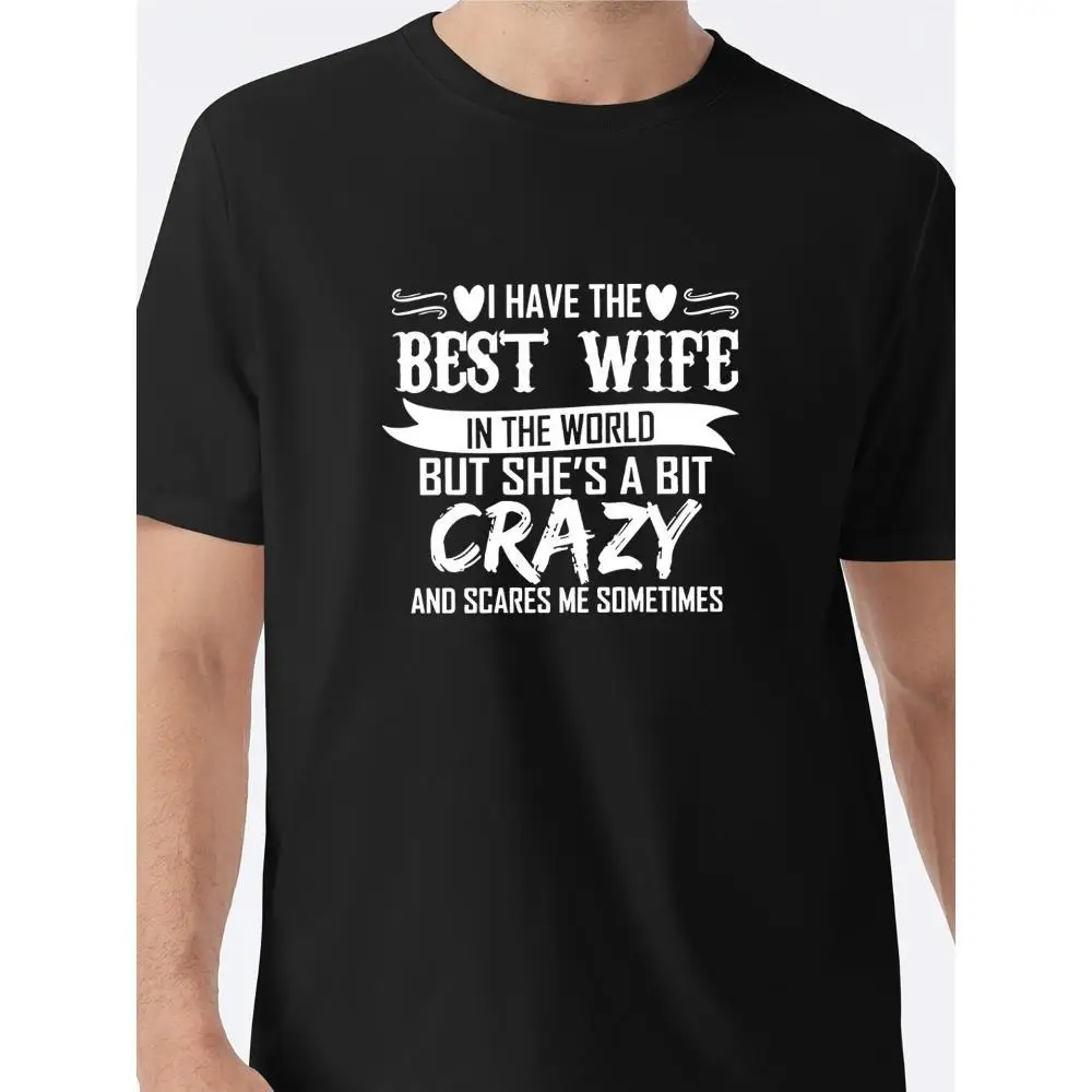 

Мужская повседневная футболка с буквенным принтом — с коротким рукавом, круглым вырезом, летняя утолщенная, стираный полиэстер, подходит в качестве праздничного подарка