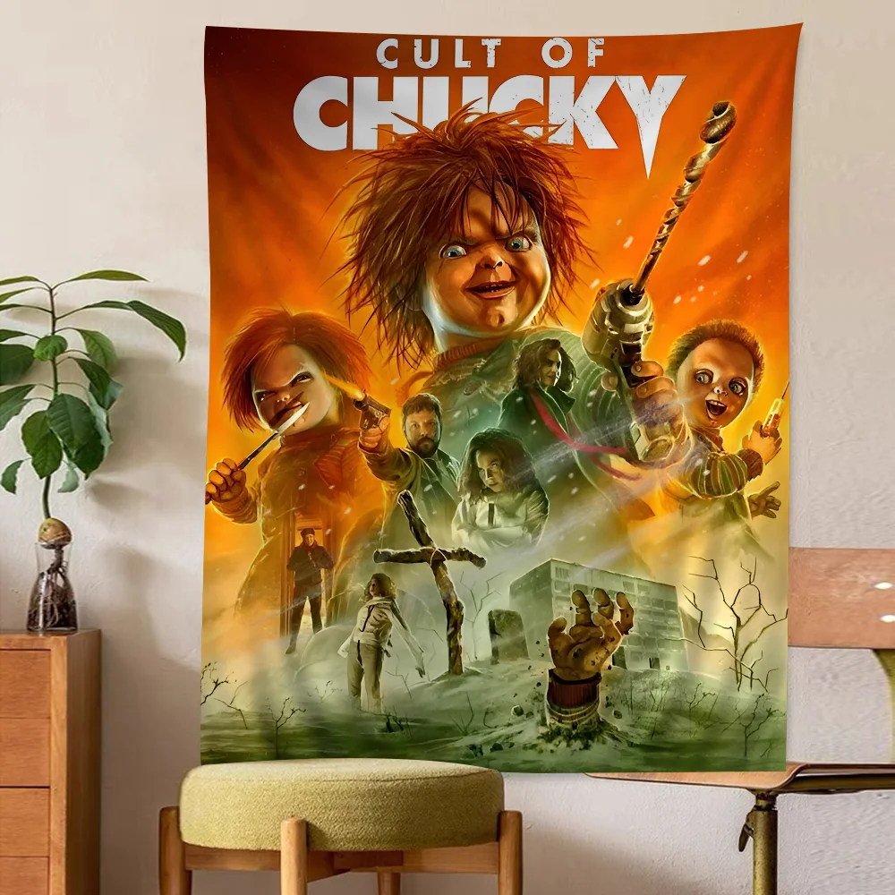 Classic Chucky Horror Movie Anime Tapestry Indian Buddha Wall Decoration Witchcraft Bohemian Hippie Wall Hanging Sheets