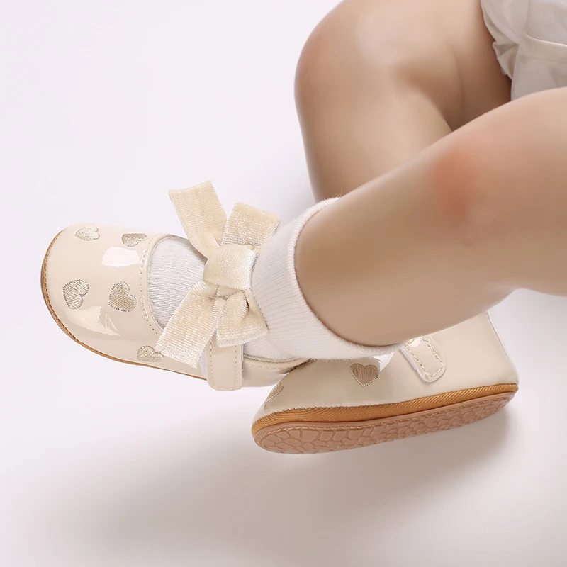 Zapatos para caminar para bebé con lazo de princesa para recién nacido, zapatos suaves y cómodos para exteriores para niñas