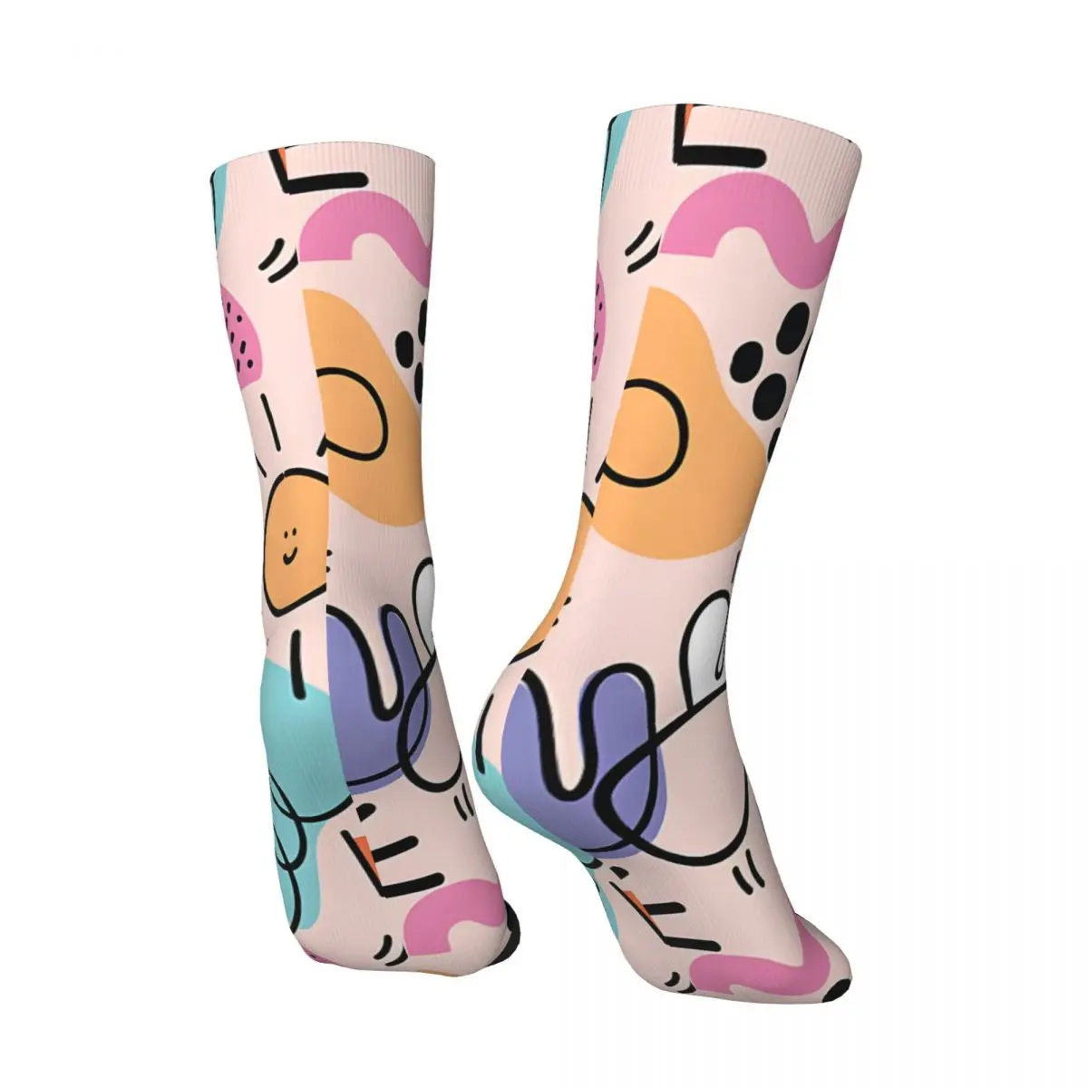 Retro Hand Drawn Abstract Doodle Pattern Men's compression Socks Unisex Street Style Seamless Printed Novelty Crew Sock