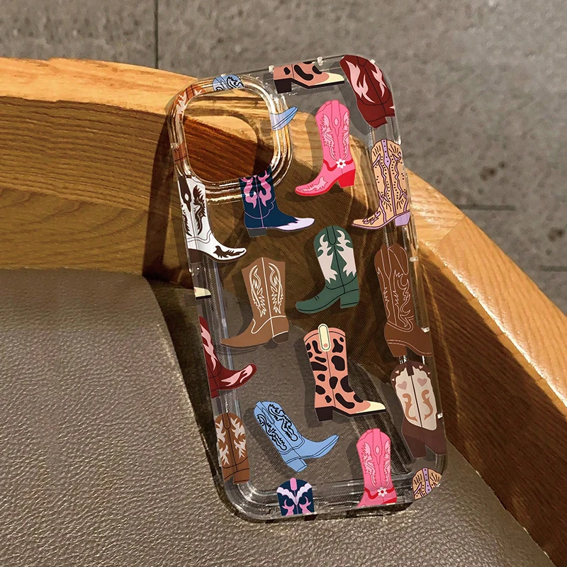 Women Cowboy Hat And Boot Pink Cowgirl Pattern Clear Phone Case For Xiaomi Redmi Note 13 12 Pro Plus 5G 11 10 Redmi 12 12C Cover view 6