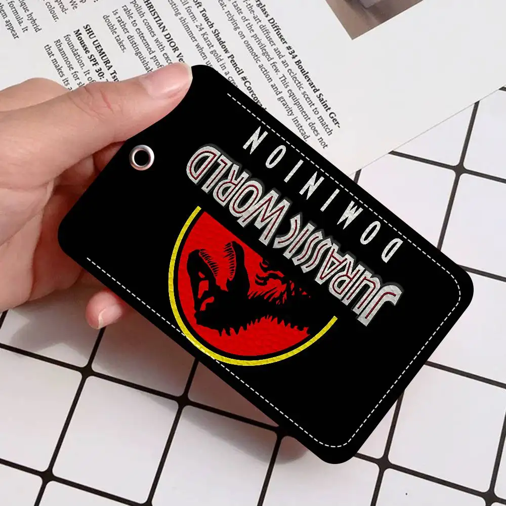 سلسلة مفاتيح كارتون J-Jurassic P-Park D-Dinosaur مع حامل بطاقة الوصول، ممر الحافلة وبطاقة الوجبات، حافظة واقية لبطاقة البنك