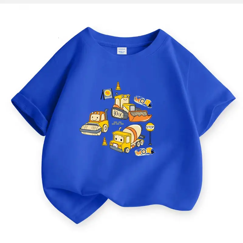 2026 Summer Car concrete mixer truck Print Cotton Boys T Shirt Sport Baby Kids TShirt Travel Casual Children Clothes Black Blue view 3