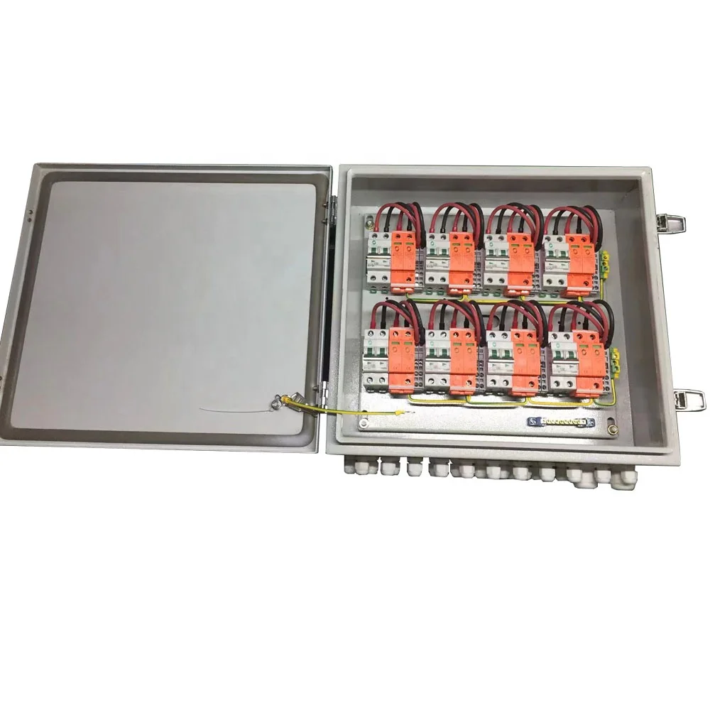 

WSDB-PV series IP65 8 in out stings 500v AC Solar PV Array Strings Combiner Box with solar connector and cable gland