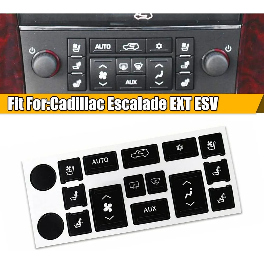 Dashboard Repair Sticker For Cadillac Escalade EXT ESV Climate Control & Radio Worn Button Repair Decals