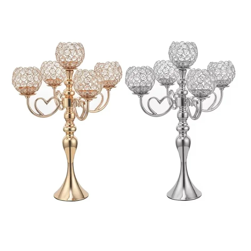 

Gold/Silver Crystal Candle Holders 5 Arm Candelabra Wedding Centerpiece Table Decorations Candle Holder for Home Wedding DECOR