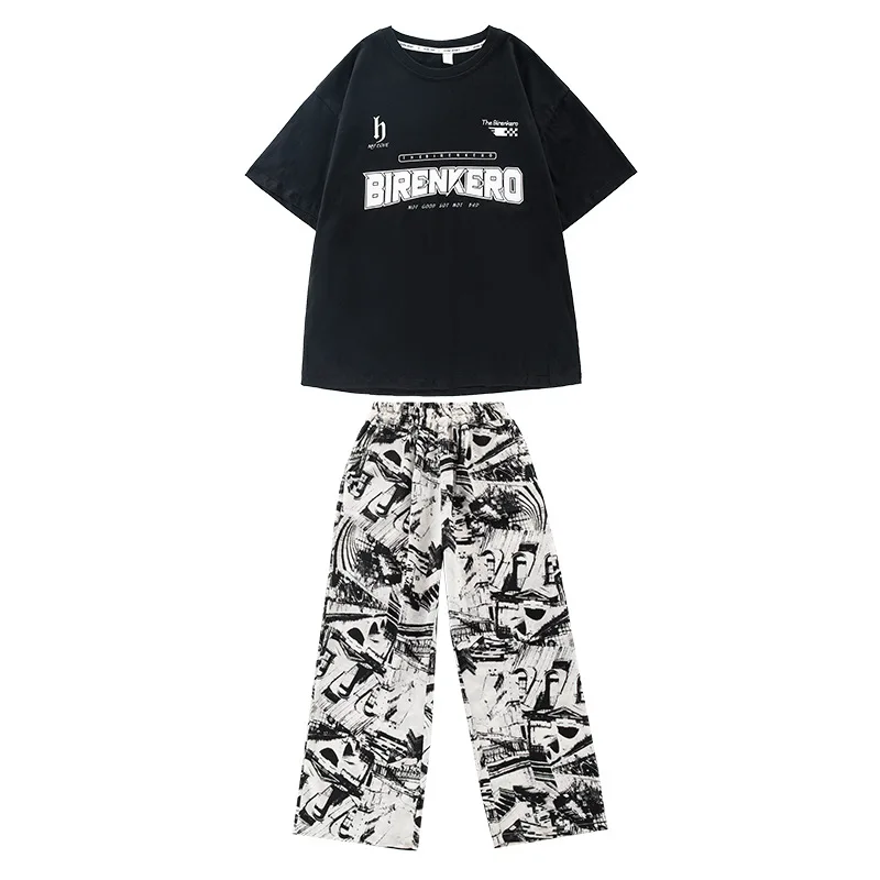 Hip Hop Dance Clothes Kids Street Dance Performance Costume Summer Loose Tracksuit Tops Pants Jazz Modern Dancewear DL10726