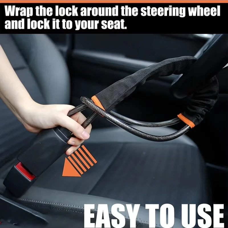 

Универсальный замок для руля грузовика, замок для ремня безопасности автомобиля, толстый плетеный стальной трос, противоугонный комплект замков безопасности