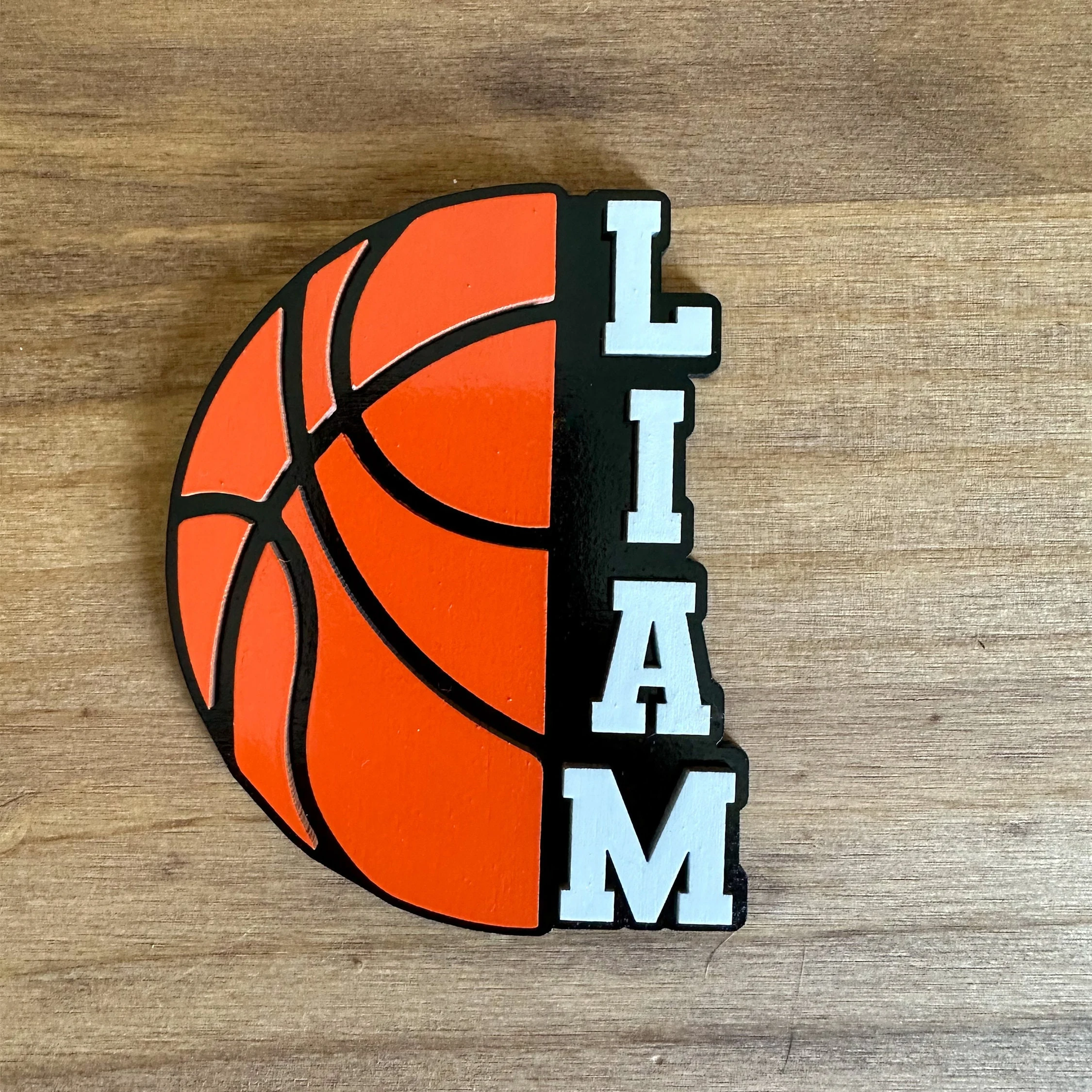 Custom Basketball Themed Wooden Name Sign Personalized Sports Room Decor Wooden Basketball Name Plate for Kids Basketball Lovers