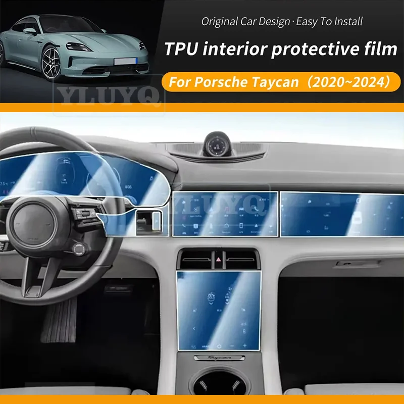 

Anti-Scratch Sticker for PORSCHE Taycan 2020-2024 Gearbox Panel Navigation Screen Automotive Interior TPU Protective Film Cover