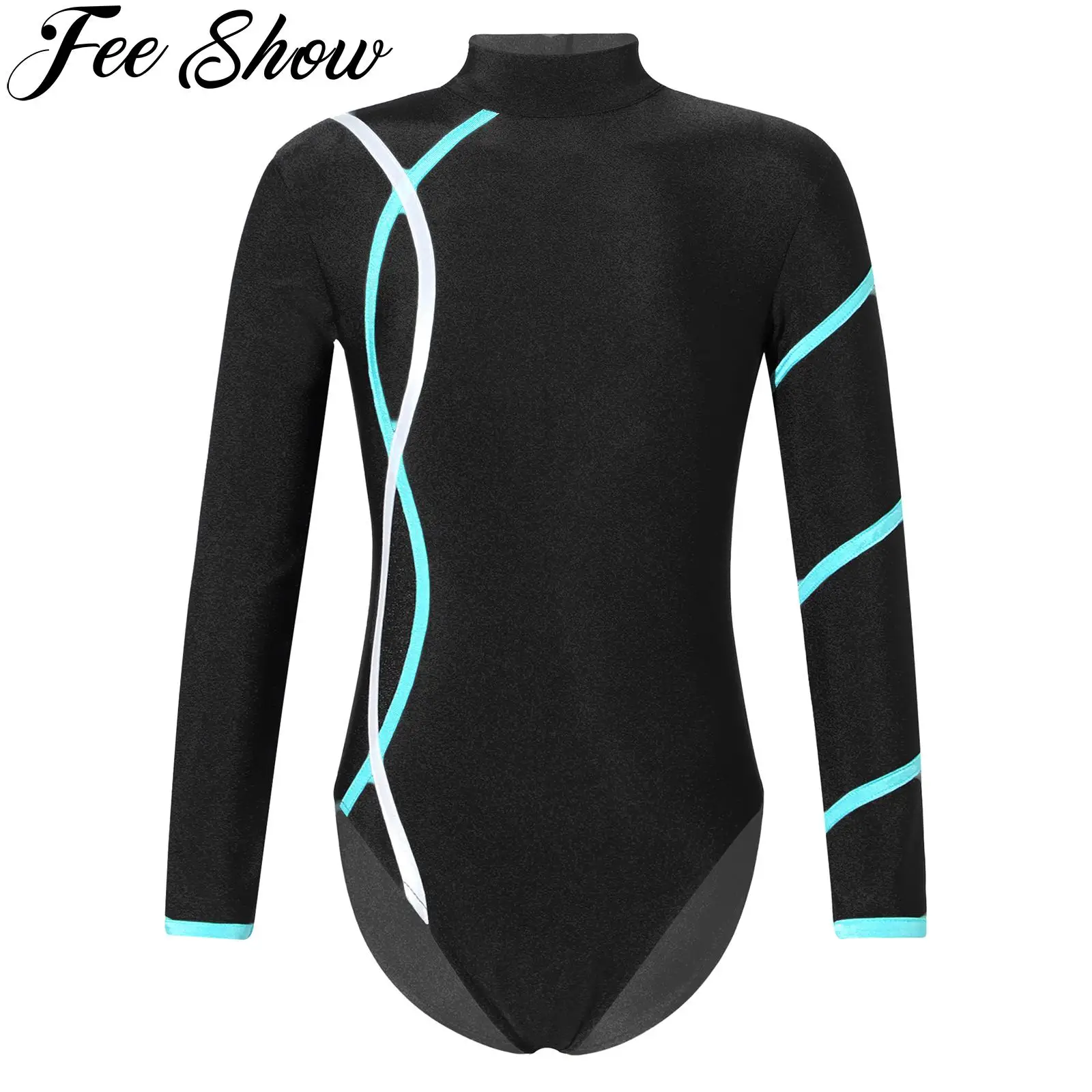 Girls Ballet Dance Leotards Kids Long Sleeve Sports Gymnastics Workout Skating Dance Competition Bodysuit for Stage Performance