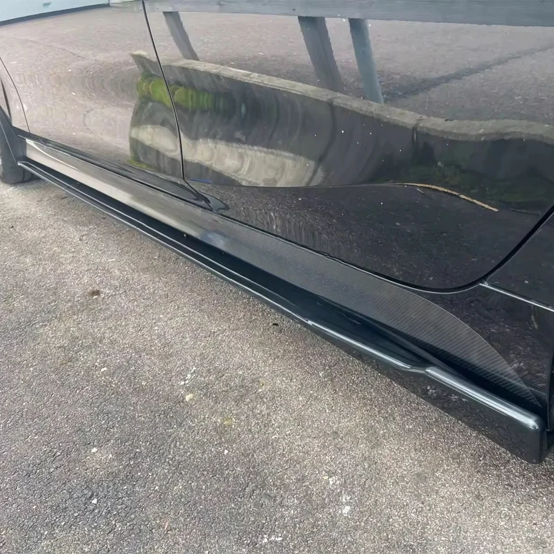 Gloss Black Side Skirt Extensions Rocker Panel Lip 8Pcs 86.6Inch 2.2M Universal Car Sport Exterior Modification Parts