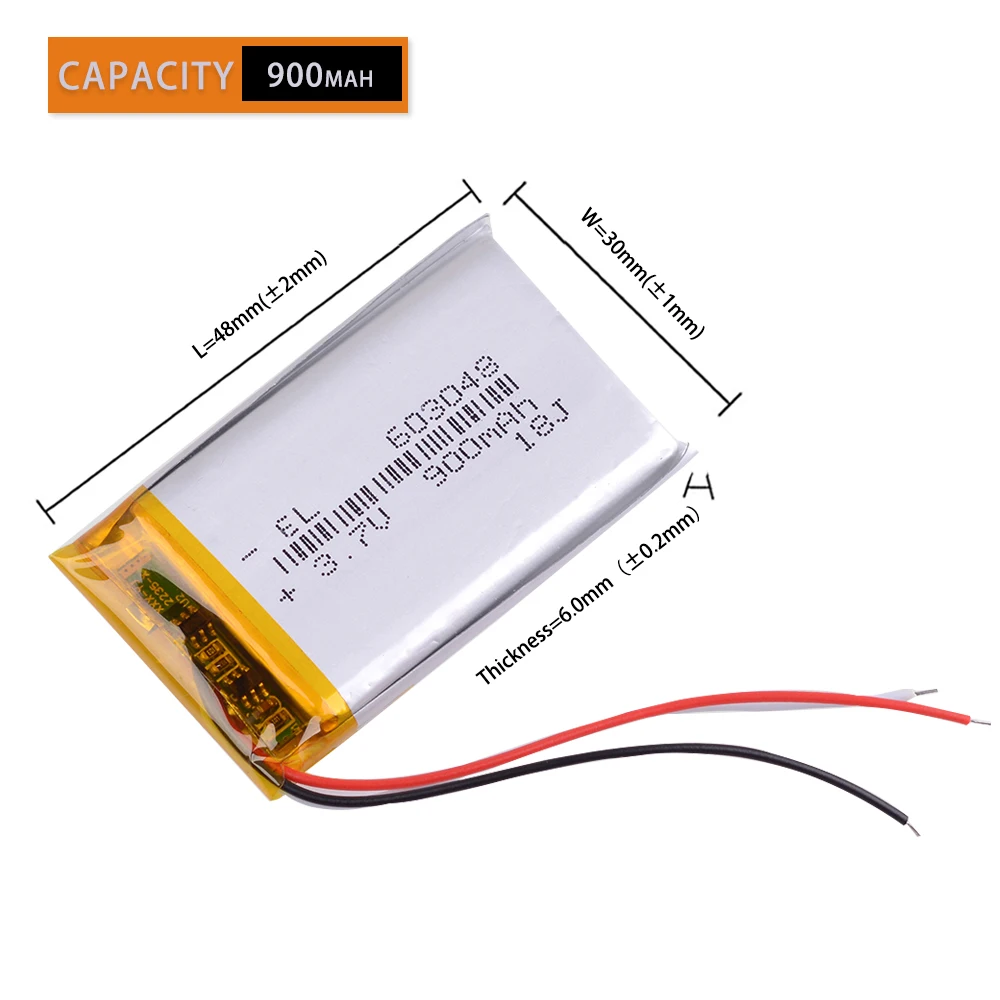 3 line 3.7V 900mAH 603048 PLIB ( polymer lithium ion / Li-ion battery ) for dvr mp5 GPS mp3 player mp4 bluetooth speaker