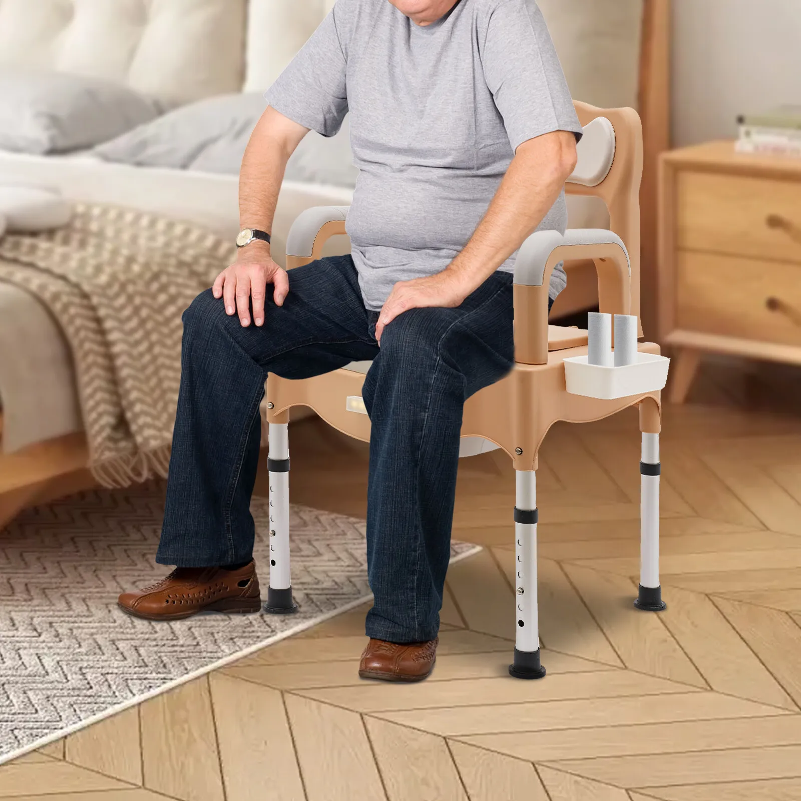 

Bath Seat Bedside Commode Bathroom Toilet Chair Height Adjustable Heavy Duty Adult Senior