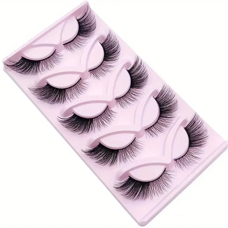 5 pares de cílios postiços reutilizáveis - adicionam volume e clareza ao seu visual, criando um visual de maquiagem impressionante