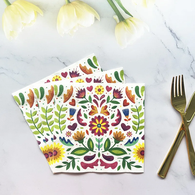 10/20 pz 33 cm 2 Strati Colorato Floreale Stampato Tovaglioli Partito Creativo Decorativo di Carta Picnic Zerbino FAI DA TE Decoupage di Carta