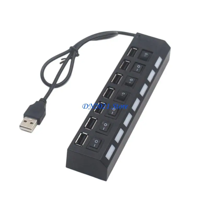 F3KE 7 Port USB2.0 Splitter USB Port Splitter with Individual Switches 480mbps