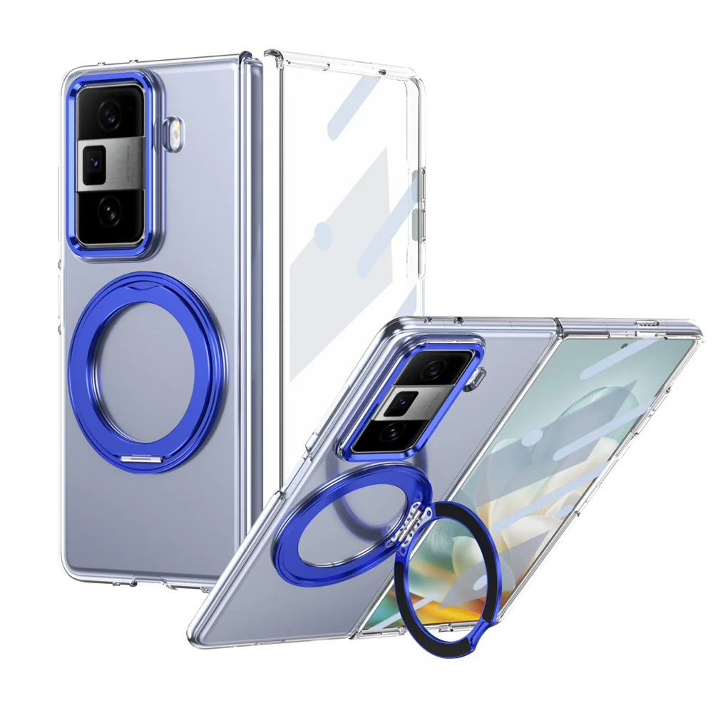 

Transparent Rotate Bracket Phone Case For Honor Magic VS3 MagSafe Magnetic PC Hard Shell Front Film Protective Back Cover
