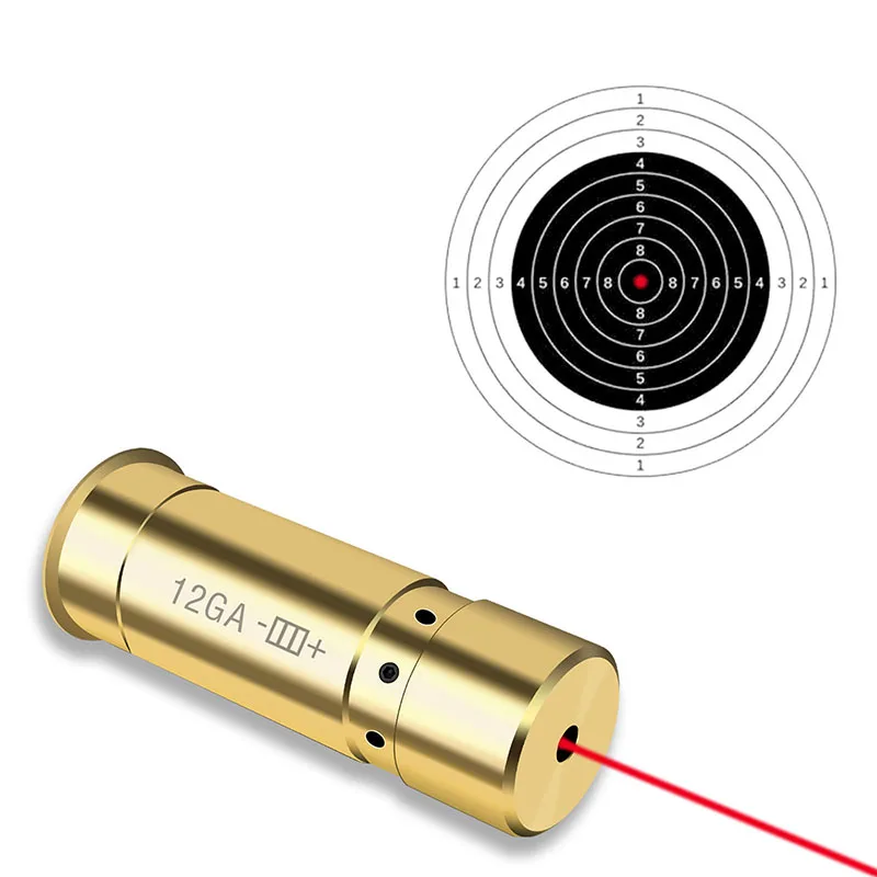 Tactical 12GA Caliber Red Dot Laser Sight Calibration Brass Bullet for Shotgun Airsoft Gun Shooting Aiming Hunting Accessories