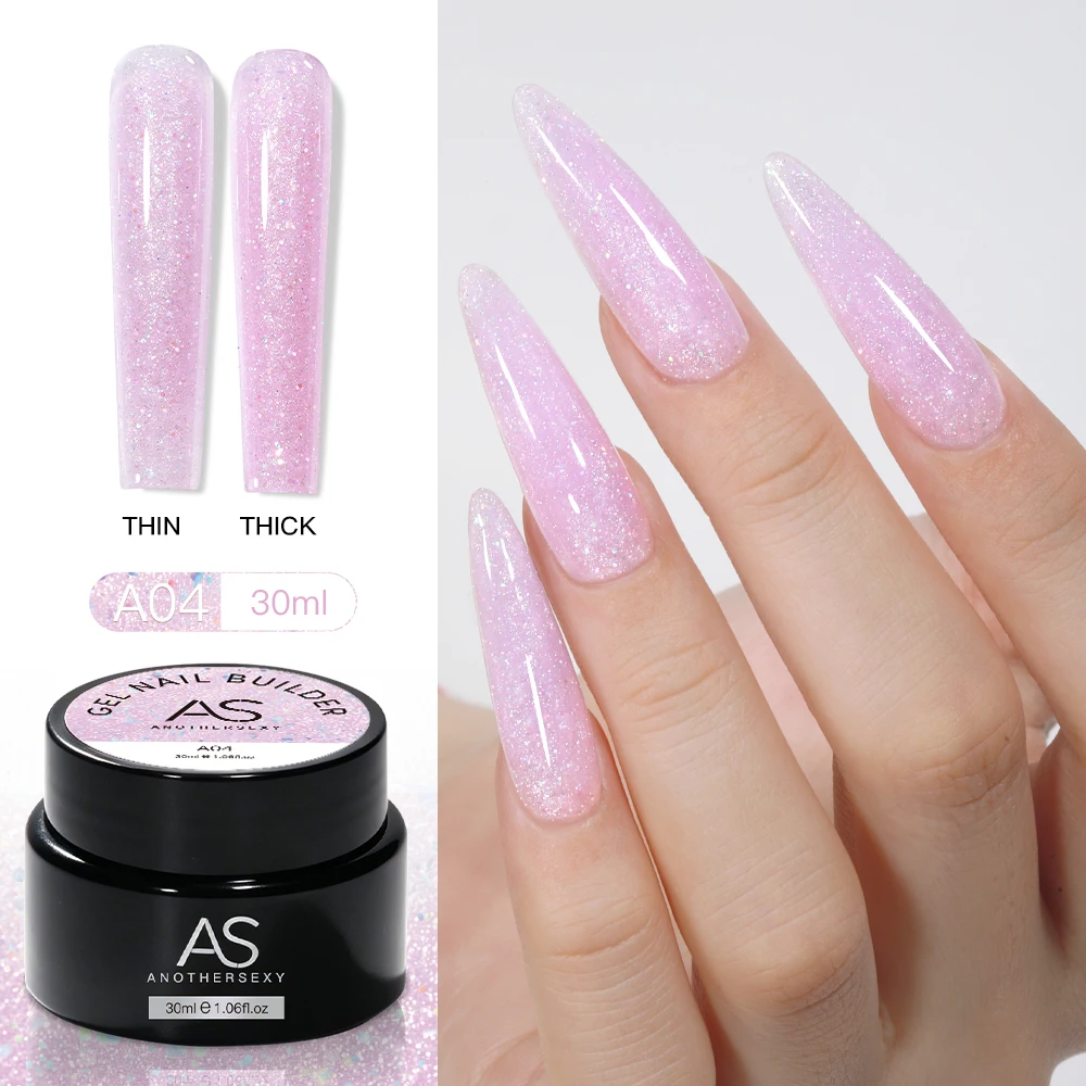 30g Silber Reflektierendes Aufbaugel für Nägel Funkelnder Glitzer Roter Nagelverlängerungslack Semi-Permanenter Gel-Lack