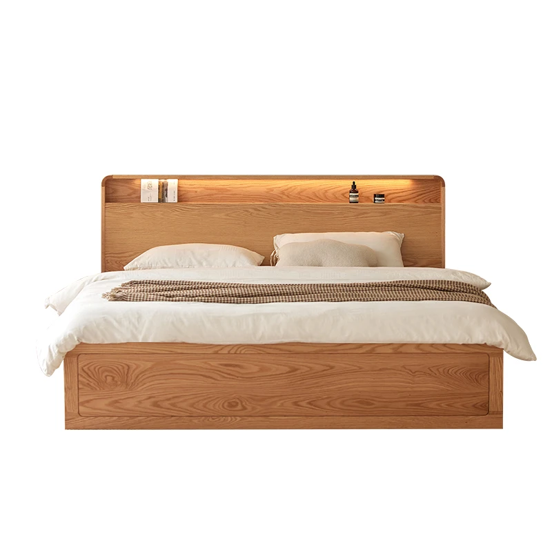 -yy N1015 Hochwertiges Modernes Massivholz-Doppelbett mit King-Size-Stauraum