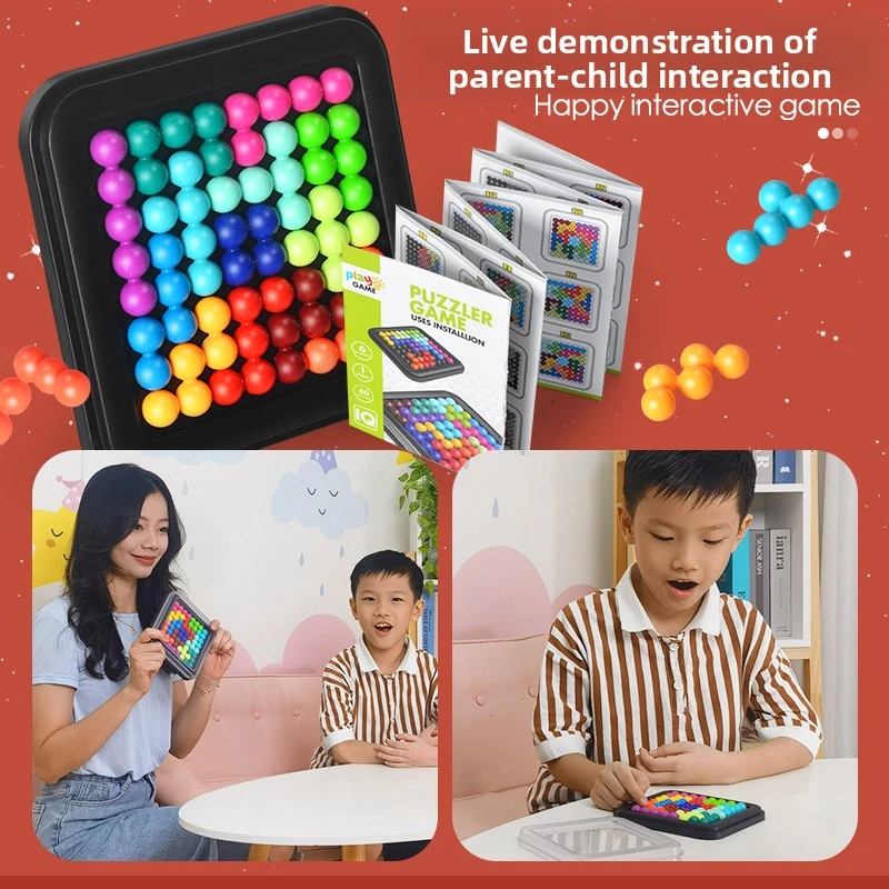 Puzzle Beads Logic Reasoning Training Game for Kids Brain Teaser Challenge Thinking Board Toy Educational DIY Gift Set