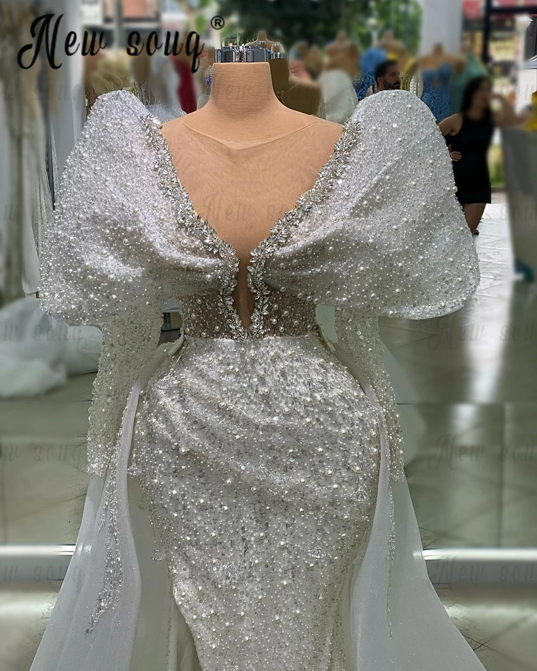 White African Wedding Dress With Detachable Train Special Design Bridal Dress Long Sleeve свадебное платье Evening Dress