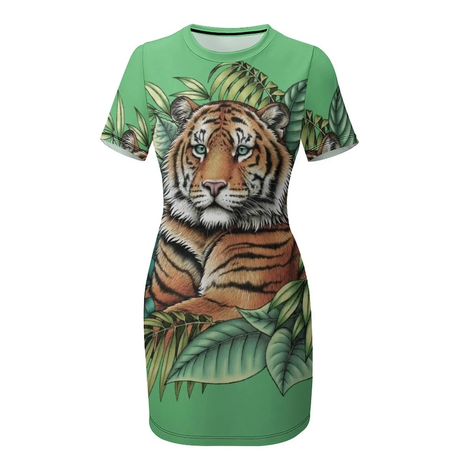 ชุดราตรีแขนสั้นลายเสือสุมัตตัน ชุดราตรีสำหรับผู้หญิง ชุดราตรีออกงาน ชุดราตรีปี 2025