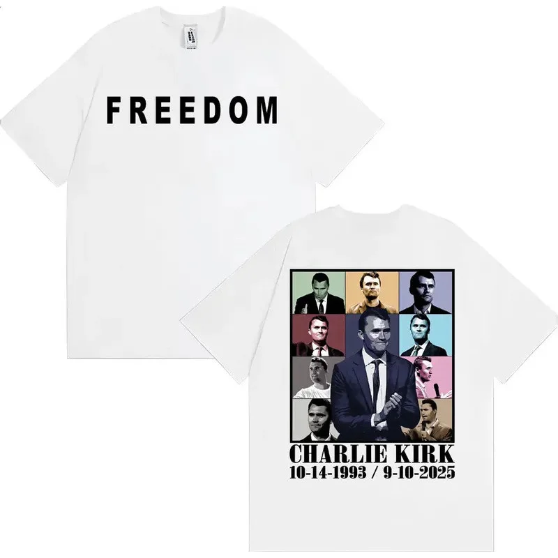 تي شيرت قطني ex America Charlie Kirk round Ne ort Sve Warmth مناسب لـ Par Stand Fit من القطن الخالص #2