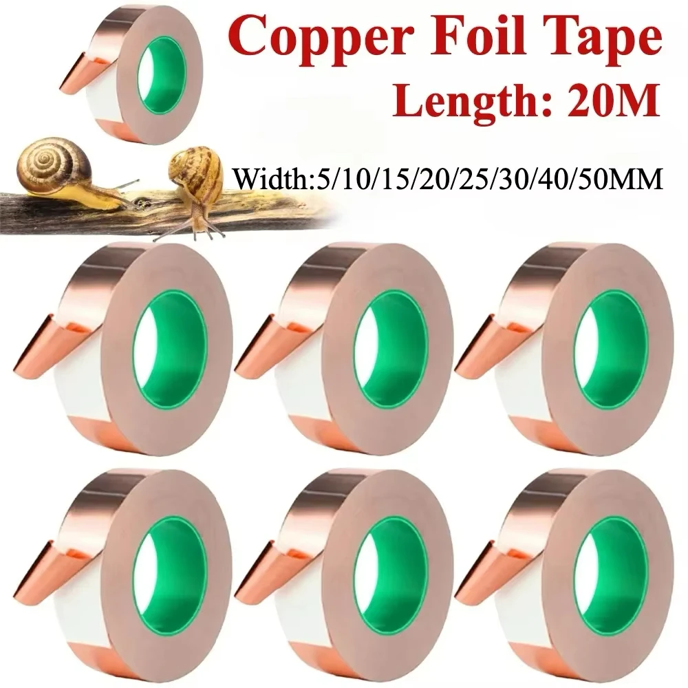 20M Double‑Sided Conductive Copper Foil Repair Tape, for EMI Shielding, Electrical Repair and Grounding Circuits