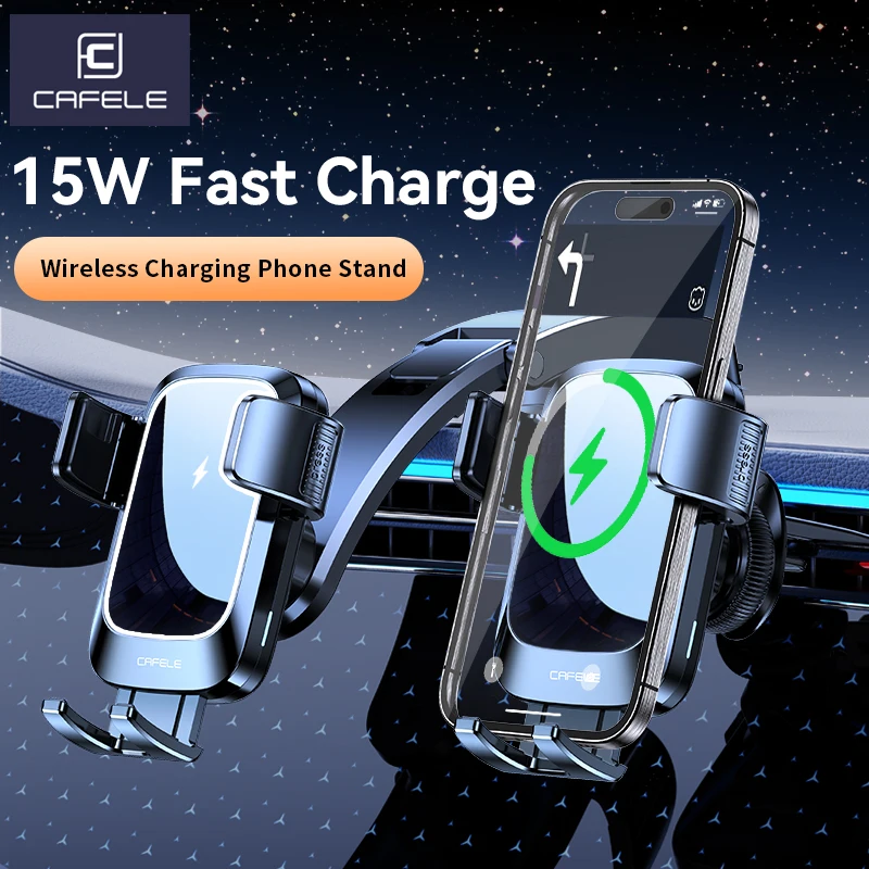 CAFELE 15W Wireless Charger Mobile Support For Car Phone Holder For Dashboard Air Vent Stand For Cell Phone Fast Charging