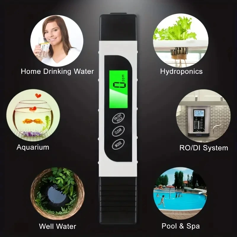 

Water Quality Tester TDS Meter EC Meter & Temperature Meter 3 In 1 0-9990ppm Ideal Water Test Meter For Drinking Water Aquariums