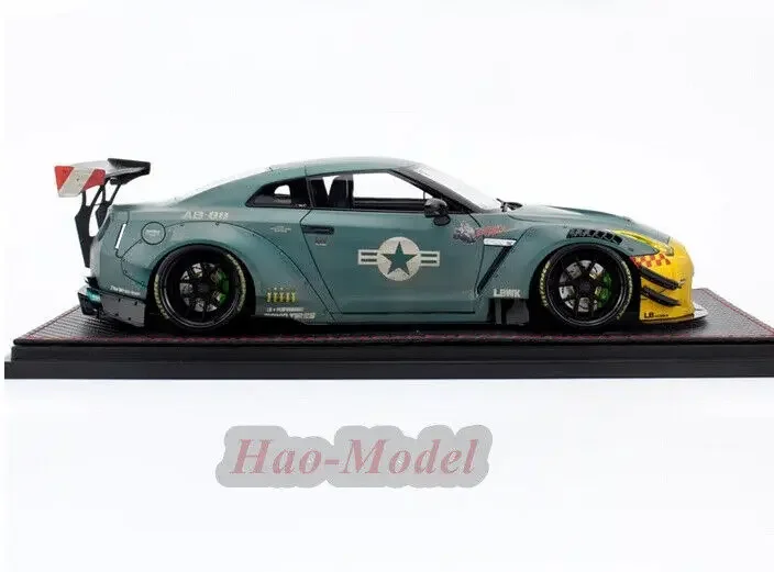 IG 1/18 สําหรับNissan GTR R35 เรซิ่นรุ่นรถDiecastจําลองเด็กของเล่นเด็กของขวัญวันเกิดงานอดิเรกจอแสดงผลเครื่องประดับสีเขียว