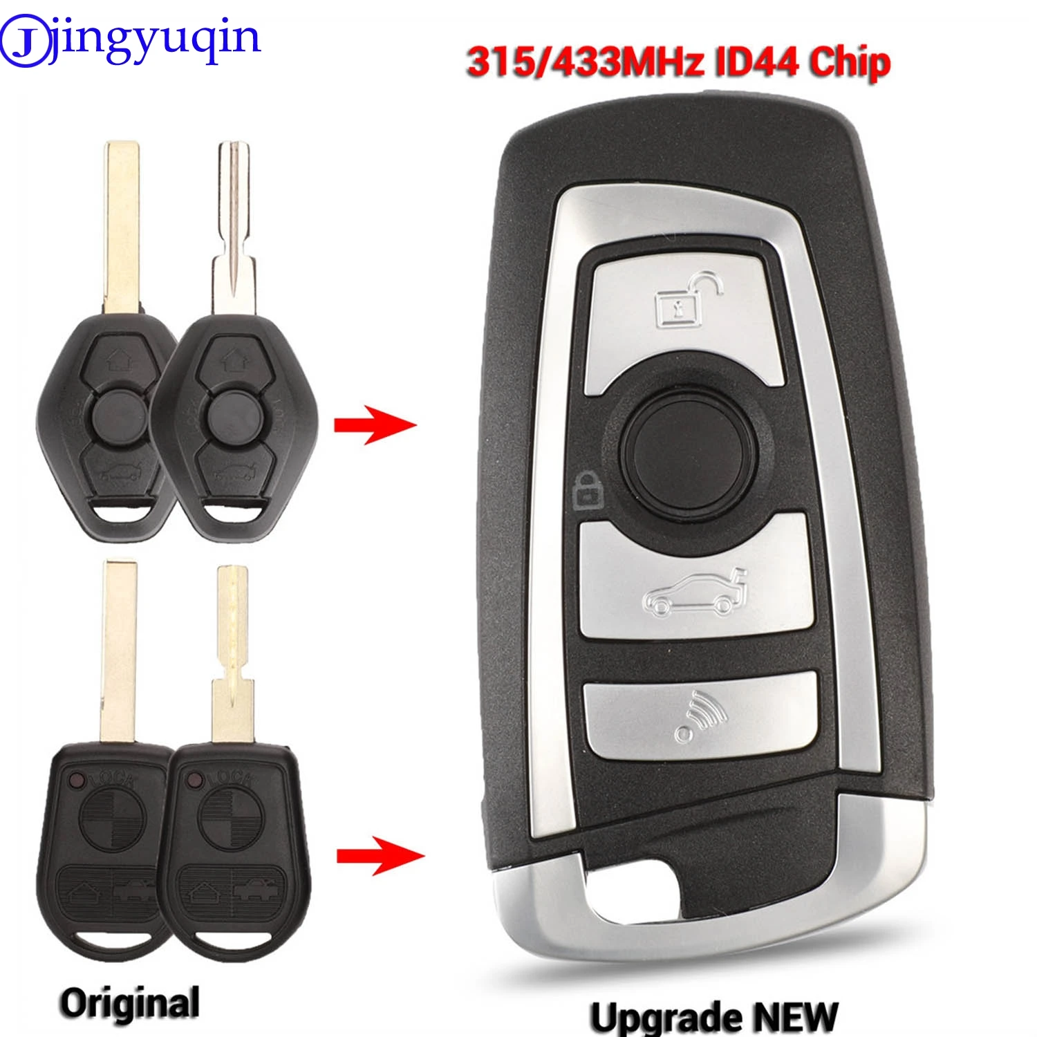 

jingyuqin EWS Modified Flip Remote Key 4 Button 315MHz/433MHz PCF7935AA ID44 Chip for BMW E38 E39 E46 M5 X3 X5 Z3 Z4 HU58 HU92