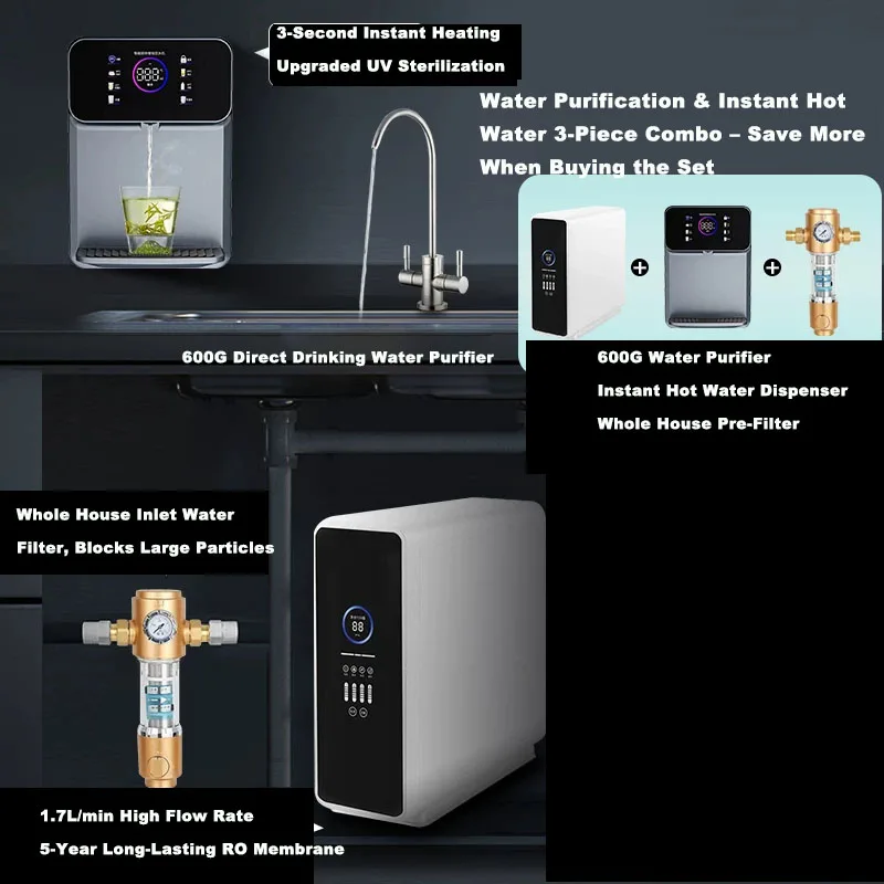 600G Large Flux Reverse Osmosis Water Purifier Long Lasting RO Filter UV Sterilization for Home Direct Drinking view 6
