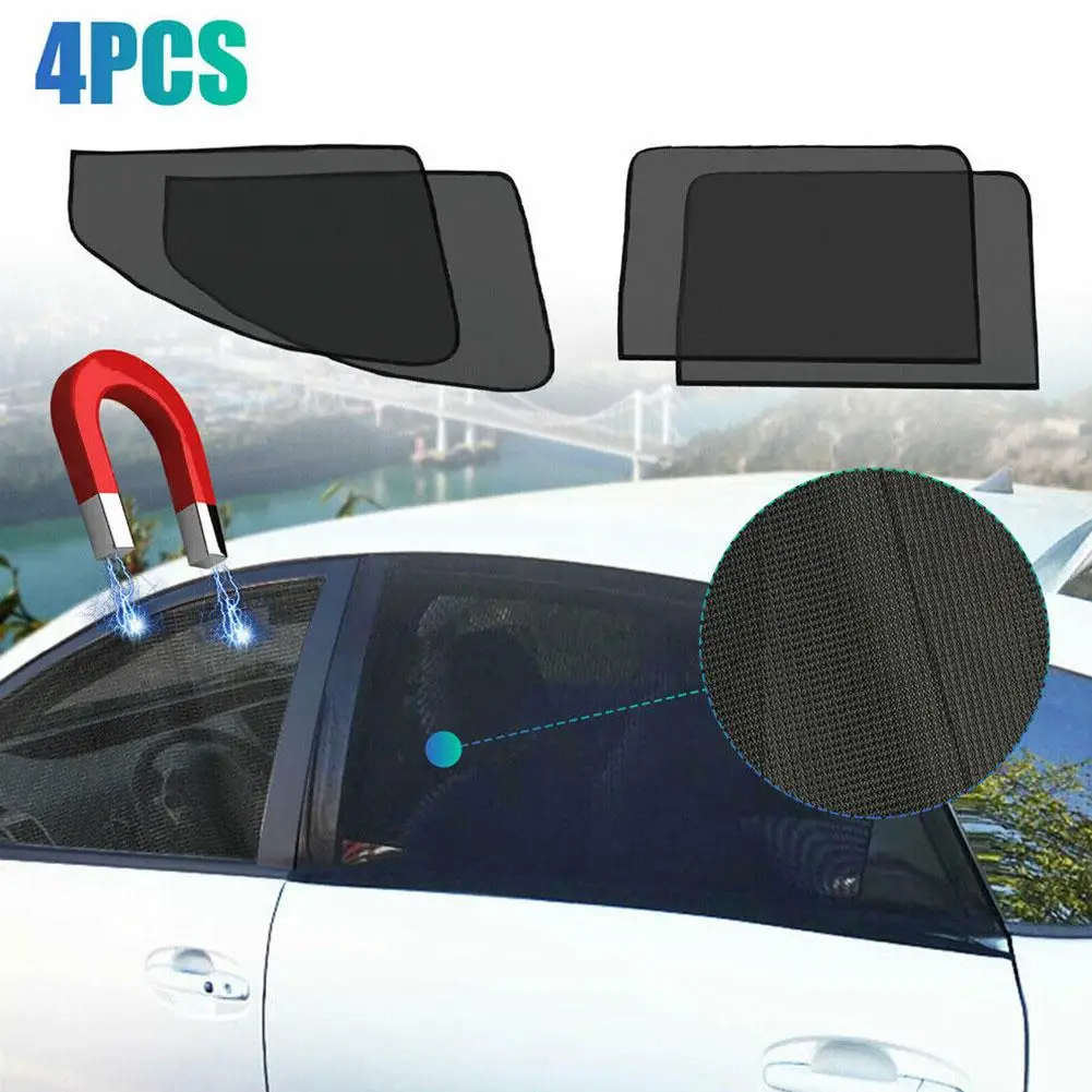 

Car Magnetic Sun Shade Cover Side Window Sunshade UV Accessories Curtain Full Mesh Black Blackout Film Protection Car Black F4Z5