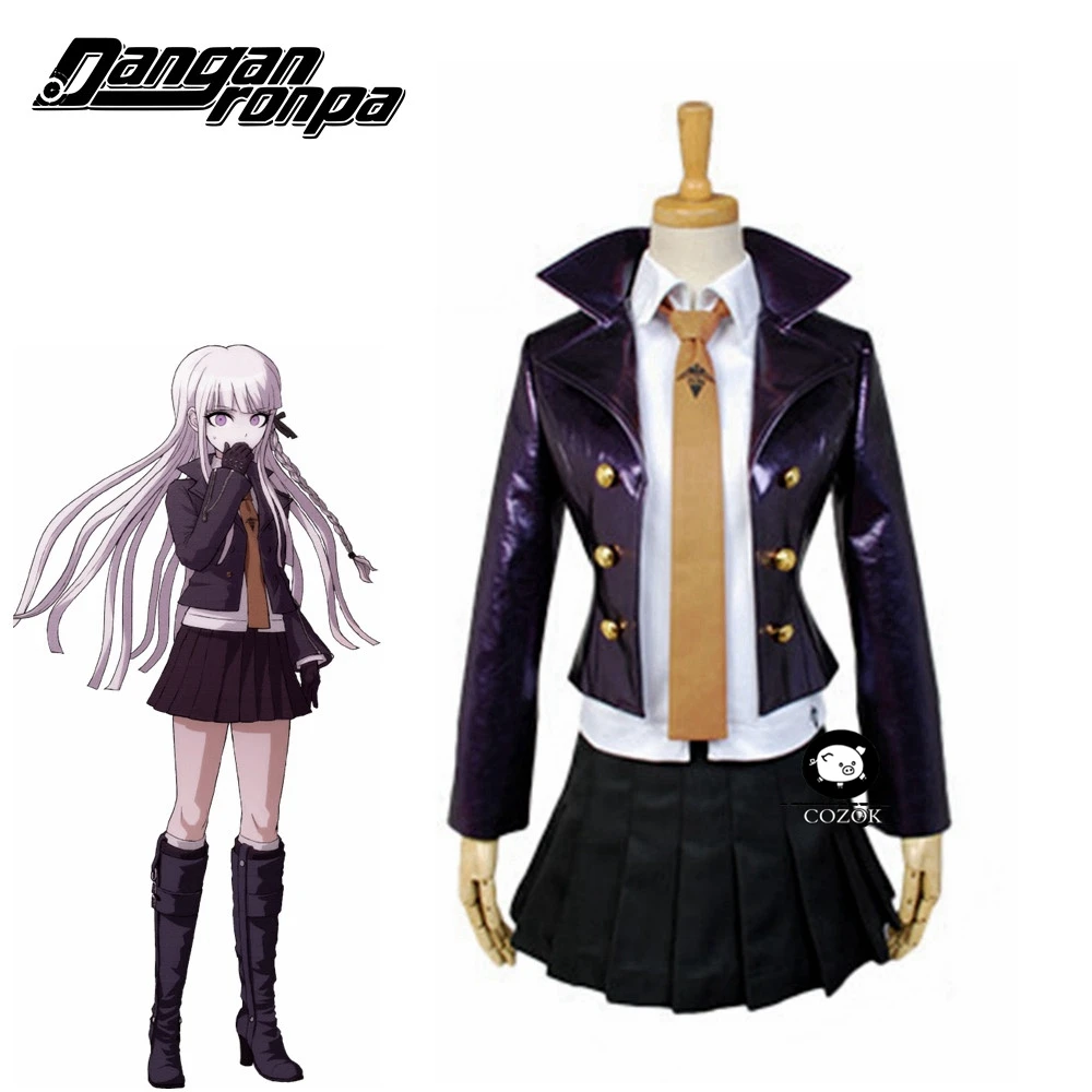 

Danganronpa Kirigiri Kyouko Full Set Halloween Cosplay Costume Dangan-Ronpa Trigger Happy Havoc Uniform (Jacket+Shirt+Skirt+Tie)