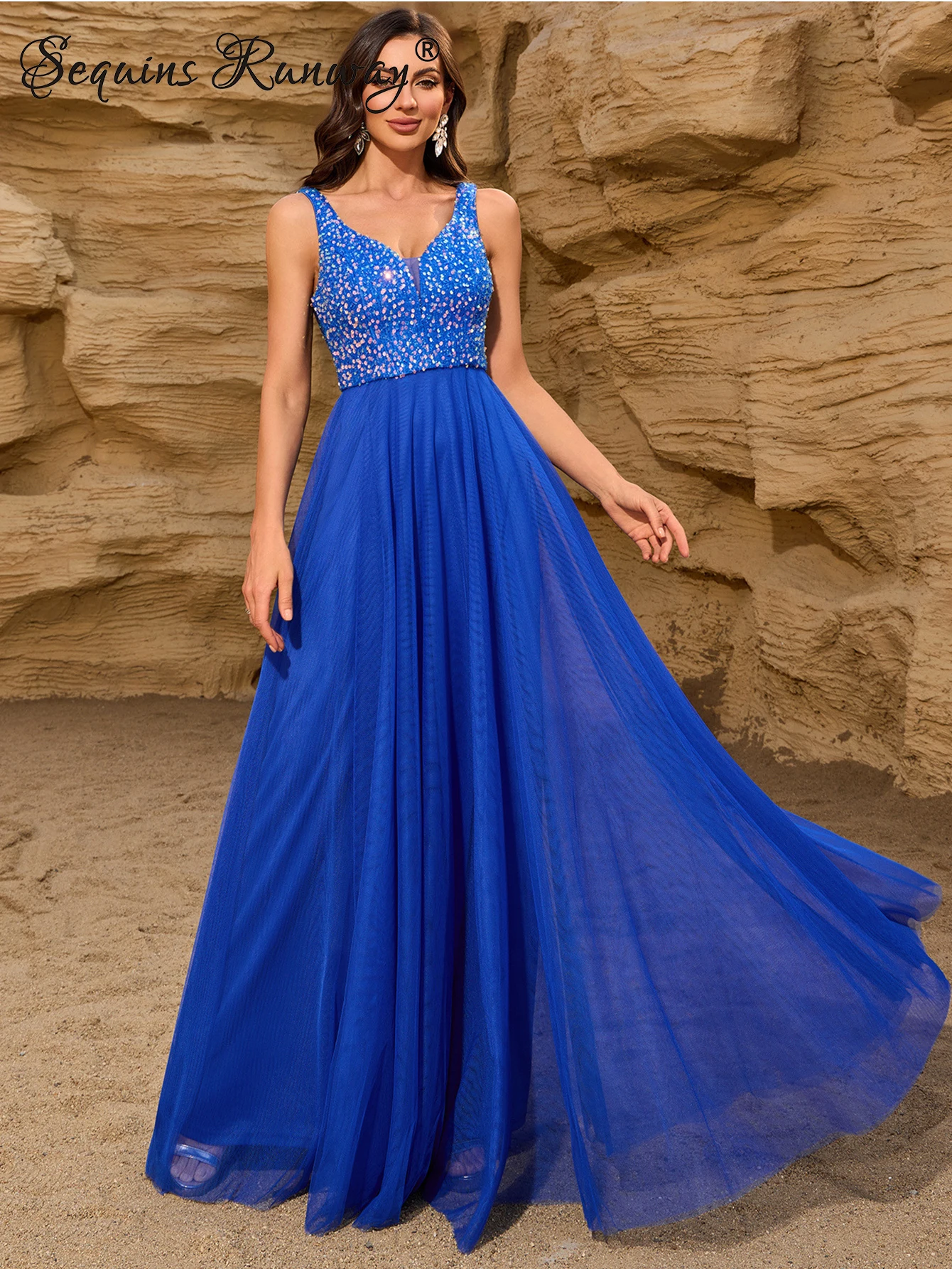 Abito estivo sexy con paillettes in rete senza schienale donna lungo da sera abiti da festa da ballo donna elegante maxi abito da compleanno di lusso