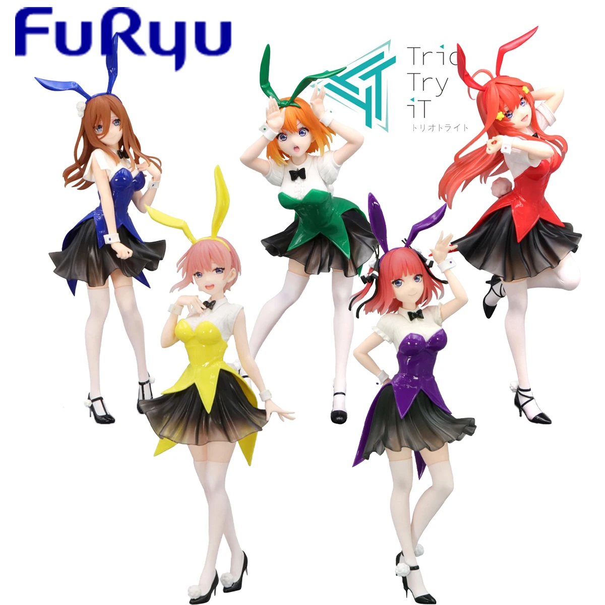 متوفر في المخزون شخصية FuRyu الأصلية المطلية مسبقًا ثلاثية-Try-iT Eiga Gotoubun No Hanayome Ichika Nino Miku Yotsubaitsuki Color Bunny Ver.