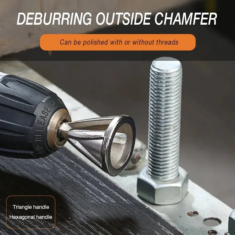 Инструмент для снятия фаски с шестигранной ручкой, шестигранное треугольное сверло для обрезки, медный винт из нержавеющей стали, быстрое удаление заусенцев
