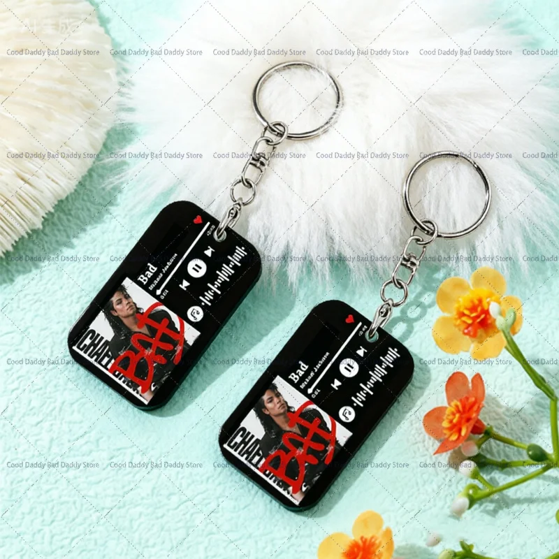 The King of Pop Michael Jackson Metal Key Superstar MJ Keychains Vintage Pendant Key Holder Ring for Fans Charms Accessories