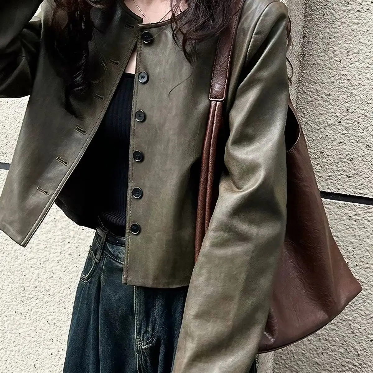 Women's Leather Jacket Spring Autumn Vintage PU Leather Jacket Biker Short Top Trend Faux Leather Coat High Quality Crop Jacket