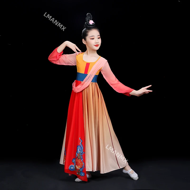 Children's classical dance performance costume with Tang seal and drum dance costume with Tang ancient style grand skirt